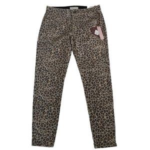 Knox Rose Womens Leopard Print Mid-Rise Skinny Jean's Pants Almond Tan Size 12